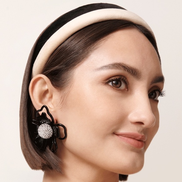 Lele Sadoughi Velvet Slim Gigi Headband in Latte - Picture 3 of 7